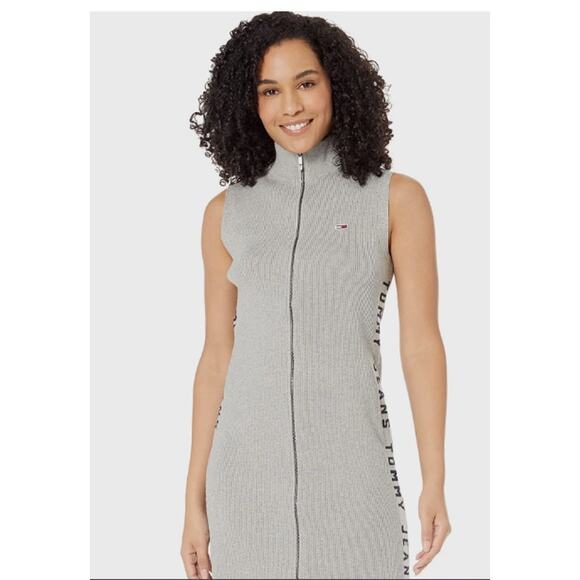 Tommy Jeans Womens Sleeveless Short Sweaterdress Large Grey NWT - Picture 3 of 6